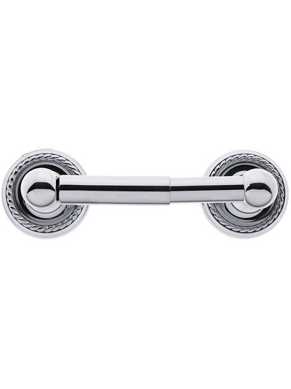 Brass Toilet-Paper Holder with Rope Rosettes in Polished Chrome.